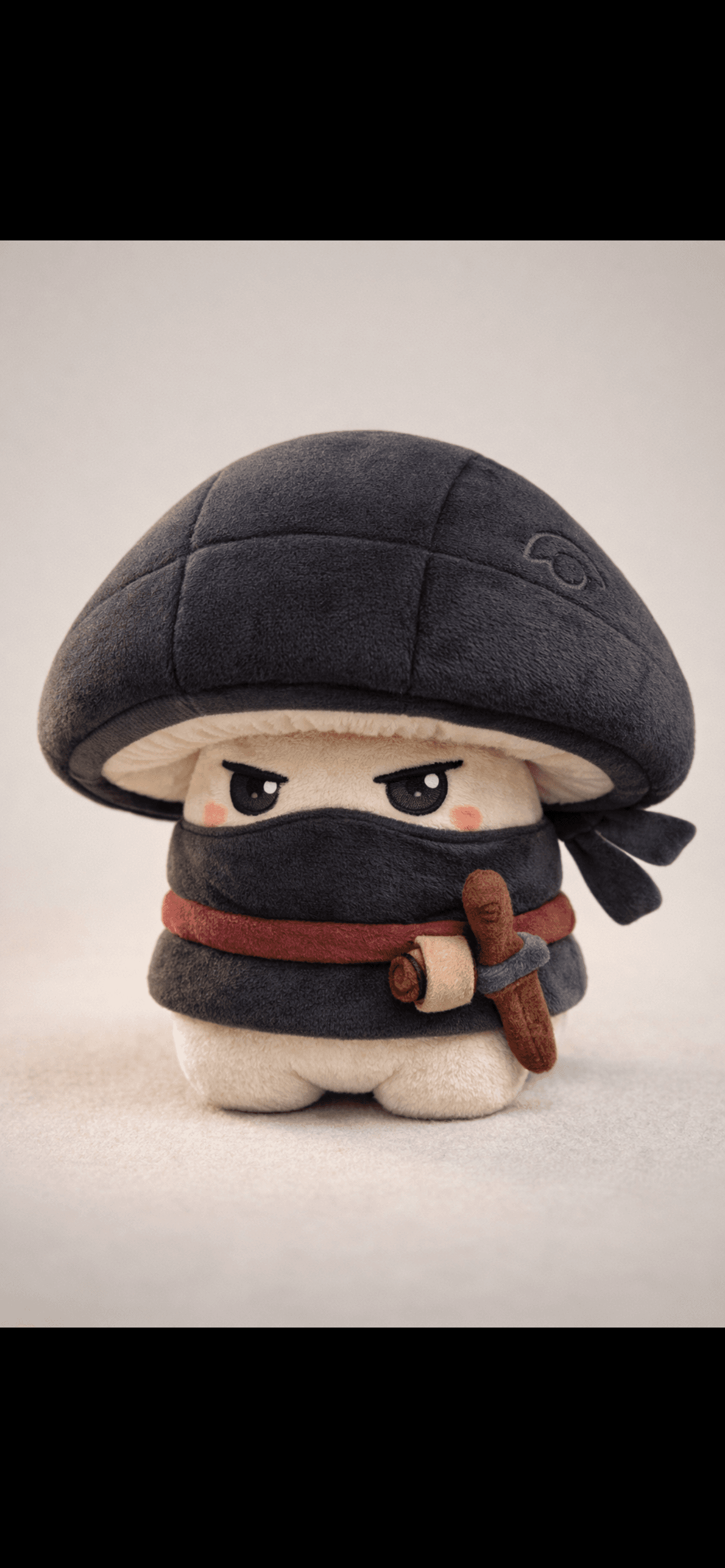 A Muushie character, hand-stitched and one-of-a-kind