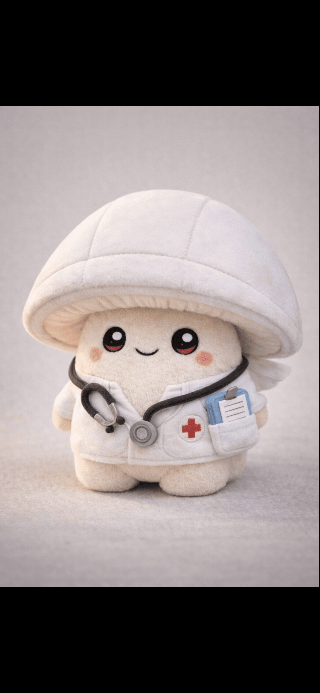 A Muushie character, hand-stitched and one-of-a-kind